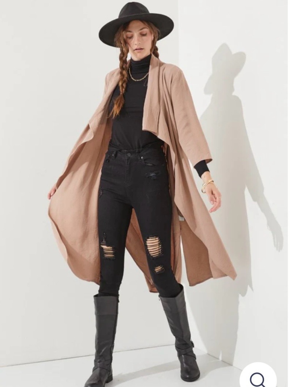 Jade by Jane Draped Front Long Body Jacket